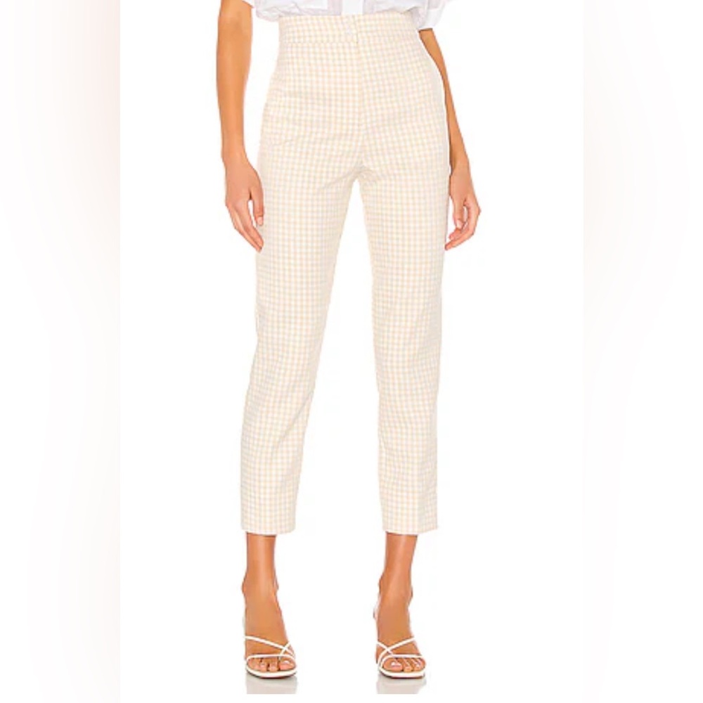SONG OF STYLE Pants Size S Tan White Gingham High Rise GUC